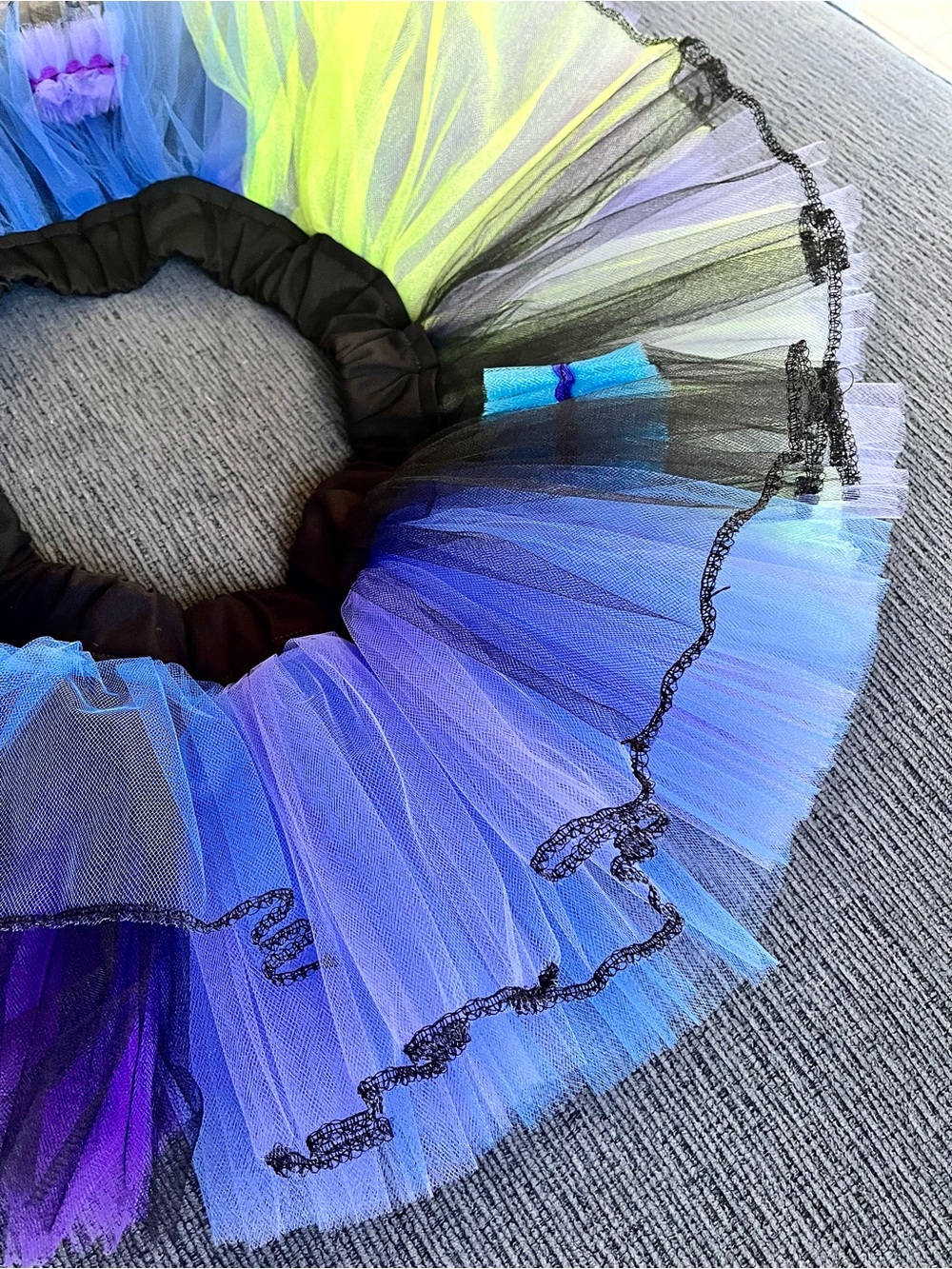 Tutu Handmade Mini Skirt Blue Black Purple Tulle Dance Elastic Waistband Girls L